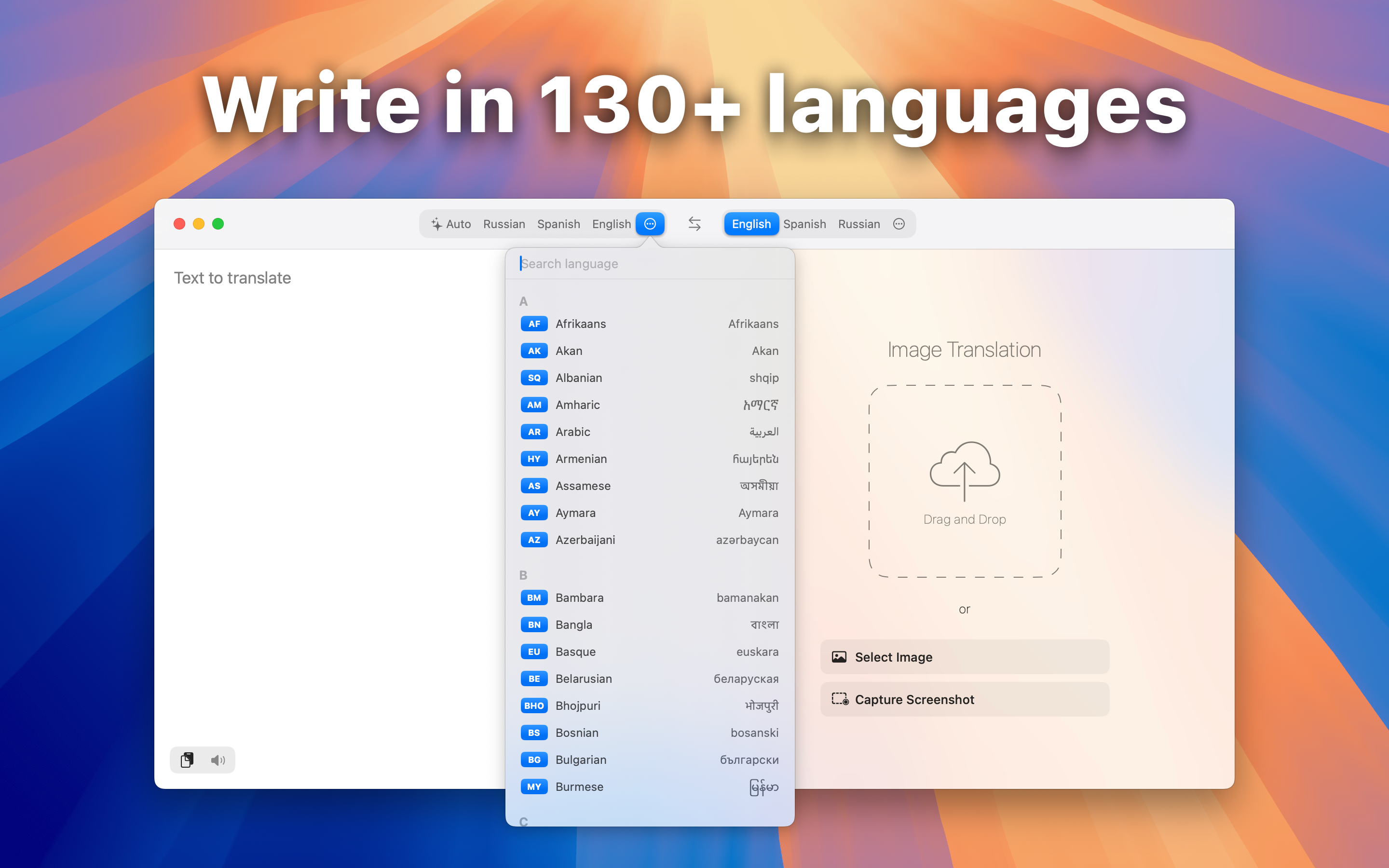 Write in 130+ languages